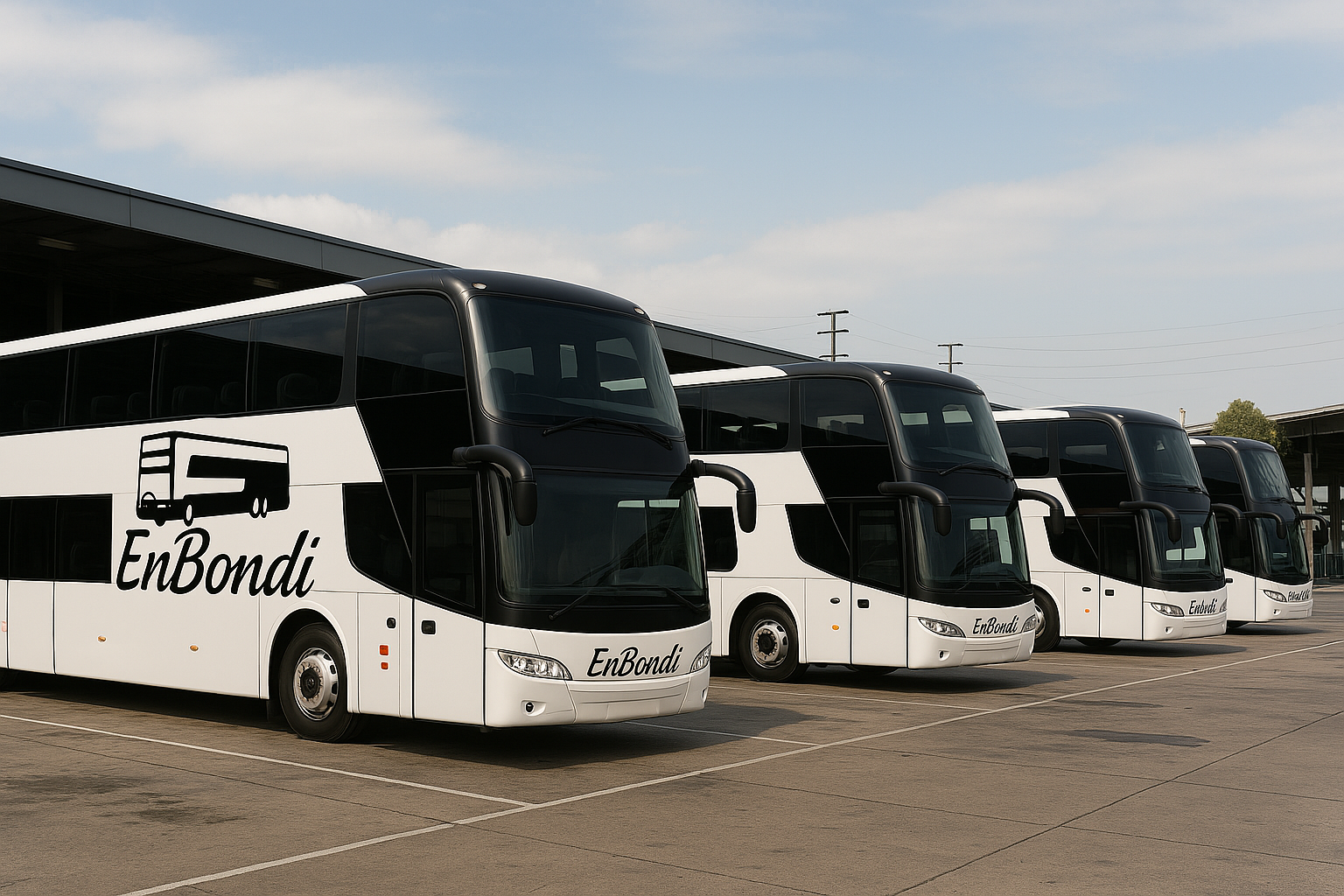 Flota de autobuses modernos